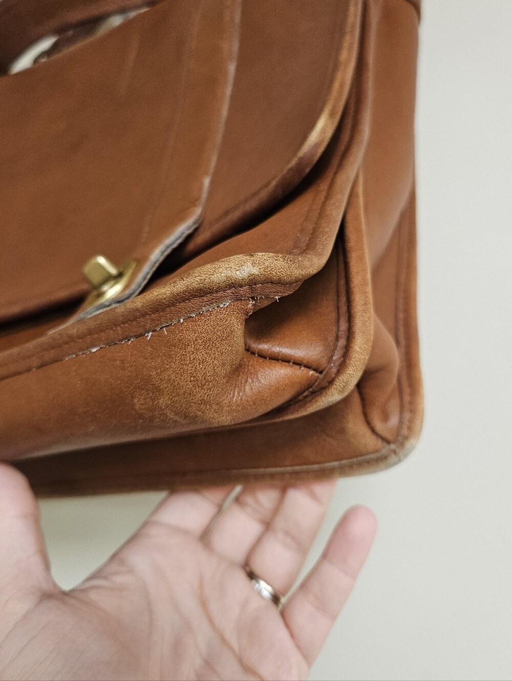 VTG COACH Bag Briefcase Business Men's Leather 5274 Essex Brief Cognac Brown - Picture 9 of 16